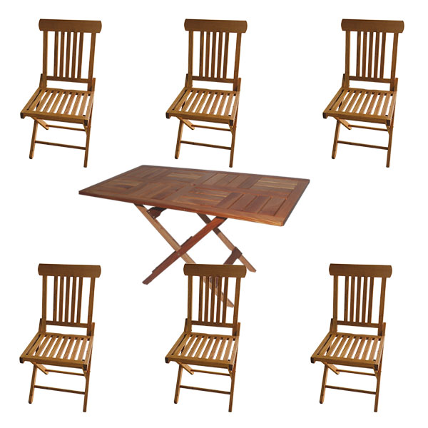 Mesa 140x70cm y 6 Sillas Garden Plegables – Langraf Argentina